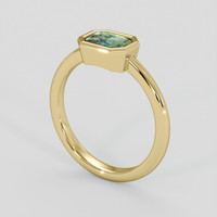 1.01 Ct. Bluish Green Sapphire Ring, 18K Yellow Gold 2