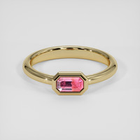 0.67 Ct. Pink Sapphire Ring, 18K Yellow Gold 1