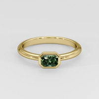 0.74 Ct. Bluish Green Sapphire Ring, 18K Yellow Gold 1