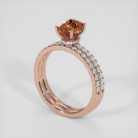 1.46 Ct. Orangish Brown Sapphire Ring, 14K Rose Gold 2