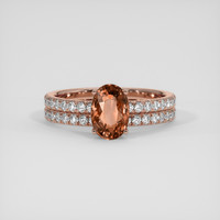 1.46 Ct. Orangish Brown Sapphire Ring, 18K Rose Gold 1
