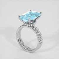4.98 Ct. Blue Aquamarine Ring, 10K White Gold 2