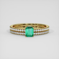 0.69 Ct. Emerald Ring, 18K Yellow Gold 1