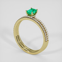 0.69 Ct. Emerald Ring, 18K Yellow Gold 2