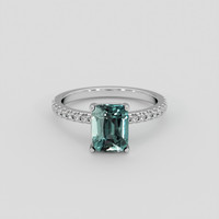 2.57 Ct. Bluish Green Sapphire Ring, 18K White Gold 1