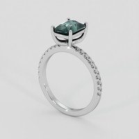 2.57 Ct. Bluish Green Sapphire Ring, 18K White Gold 2