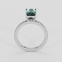 2.57 Ct. Bluish Green Sapphire Ring, 18K White Gold 3