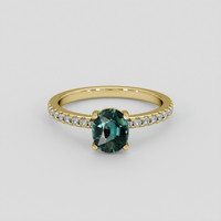 1.24 Ct. Bluish Green Sapphire Ring, 18K Yellow Gold 1