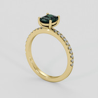 1.24 Ct. Bluish Green Sapphire Ring, 18K Yellow Gold 2