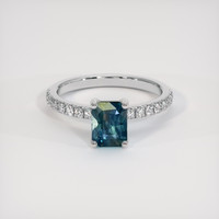 1.51 Ct. Greenish Blue Sapphire Ring, Platinum 950 1