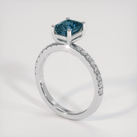 1.51 Ct. Greenish Blue Sapphire Ring, Platinum 950 2