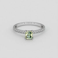 0.85 Ct. Greenish Yellow Sapphire Ring, Platinum 950 1