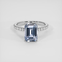 3.65 Ct. Blue Sapphire Ring, 14K White Gold 1