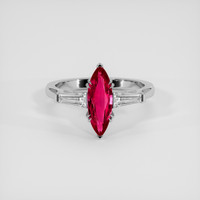 1.35 Ct. Purplish Red Ruby Ring, Platinum 950 1