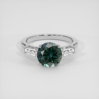 2.53 Ct. Bluish Green Sapphire Ring, Platinum 950 1