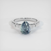 2.41 Ct. Greenish Blue Sapphire Ring, Platinum 950 1