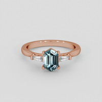 1.26 Ct. Greenish Blue Sapphire Ring, 14K Rose Gold 1