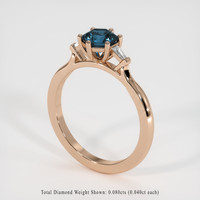1.09 Ct. Greenish Blue Sapphire Ring, 14K Rose Gold 2
