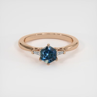 1.09 Ct. Greenish Blue Sapphire Ring, 18K Rose Gold 1