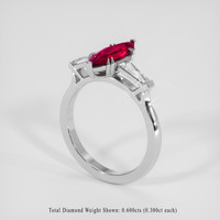 1.35 Ct. Purplish Red Ruby Ring, 14K White Gold 2