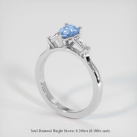 0.84 Ct. Blue Sapphire Ring, 14K White Gold 2