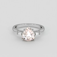 2.05 Ct. Peach Sapphire Ring, 14K White Gold 1
