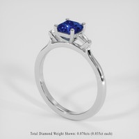 0.99 Ct. Blue Sapphire Ring, 14K White Gold 2