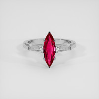 1.35 Ct. Purplish Red Ruby Ring, 18K White Gold 1