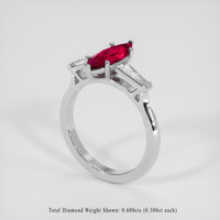 1.35 Ct. Purplish Red Ruby Ring, 18K White Gold 2