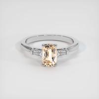 1.08 Ct. Peach Sapphire Ring, 18K White Gold 1