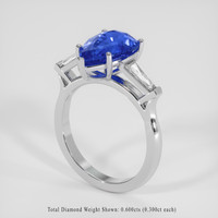 3.55 Ct. Blue Sapphire Ring, 18K White Gold 2