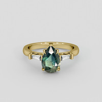 2.57 Ct. Bluish Green Sapphire Ring, 10K Yellow Gold 1