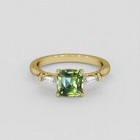 1.56 Ct. Yellowish Green Sapphire Ring, 14K Yellow Gold 1