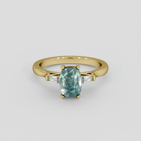 2.29 Ct. Bluish Green Sapphire Ring, 14K Yellow Gold 1