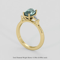 2.29 Ct. Bluish Green Sapphire Ring, 14K Yellow Gold 2