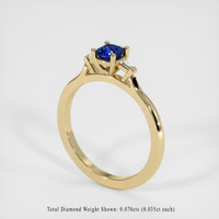 0.53 Ct. Blue Sapphire Ring, 18K Yellow Gold 2