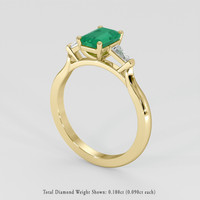 0.86 Ct. Emerald Ring, 18K Yellow Gold 2