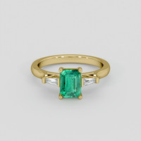 0.89 Ct. Emerald Ring, 18K Yellow Gold 1
