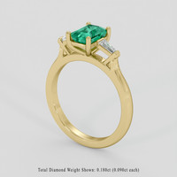 0.89 Ct. Emerald Ring, 18K Yellow Gold 2