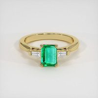 0.78 Ct. Emerald Ring, 18K Yellow Gold 1