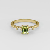 0.83 Ct. Yellowish Green Sapphire Ring, 18K Yellow Gold 1