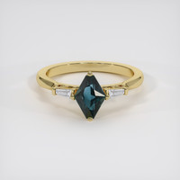 1.22 Ct. Bluish Green Sapphire Ring, 18K Yellow Gold 1