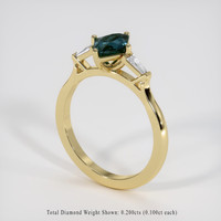 1.22 Ct. Bluish Green Sapphire Ring, 18K Yellow Gold 2