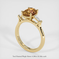 2.50 Ct. Brown Sapphire Ring, 18K Yellow Gold 2