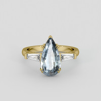 2.83 Ct. Greyish Blue Sapphire Ring, 18K Yellow Gold 1