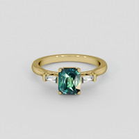 2.02 Ct. Bluish Green Sapphire Ring, 18K Yellow Gold 1