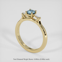 0.49 Ct. Greyish Blue Sapphire Ring, 18K Yellow Gold 2