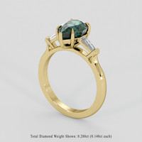 2.57 Ct. Bluish Green Sapphire Ring, 18K Yellow Gold 2