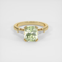 3.16 Ct. Yellowish Green Sapphire Ring, 18K Yellow Gold 1