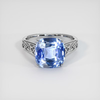 4.06 Ct. Blue Sapphire Ring, 18K White Gold 1